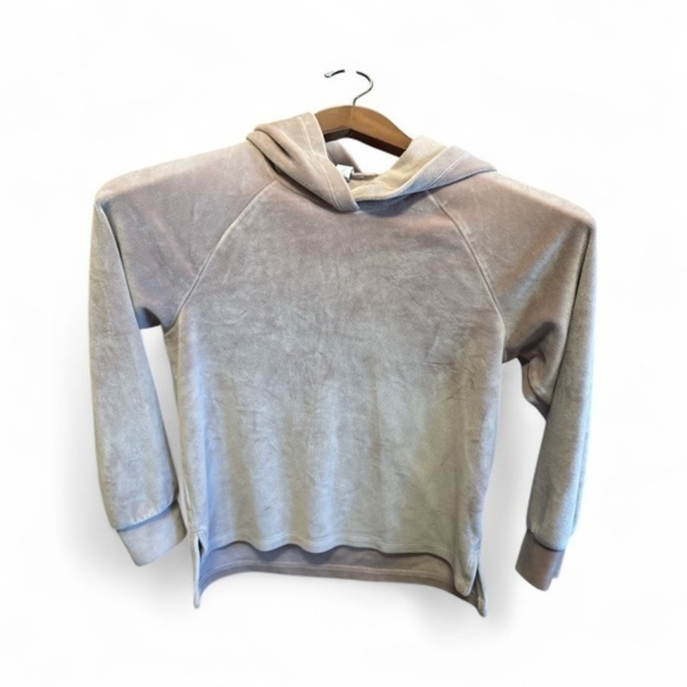 Zella Girls Size 7/8 Small Cream Velour Ultra Soft Hoodie Pullover Sweatshirt